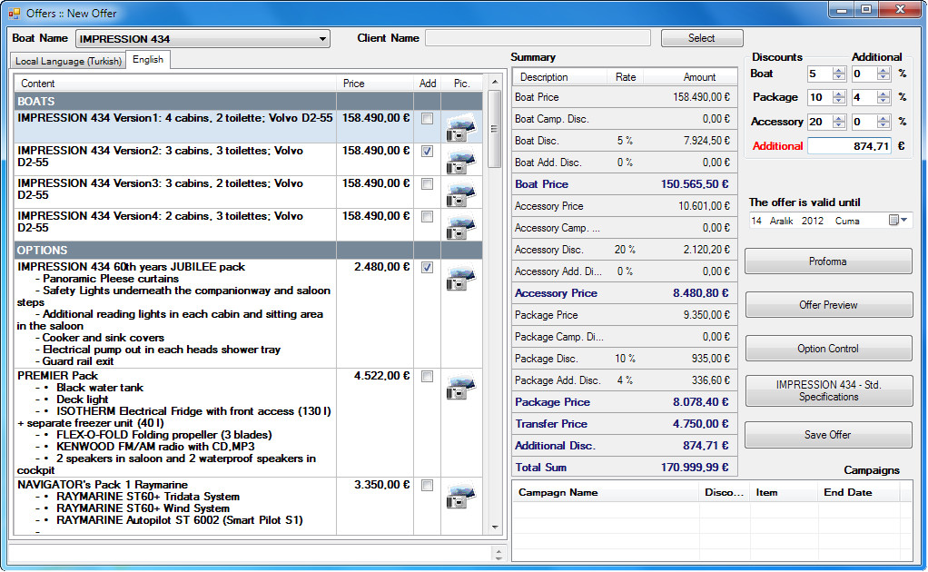 Offer Creation Screen