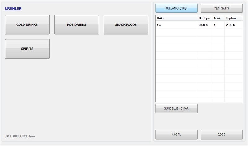 Satış Ekranı - Kategoriler